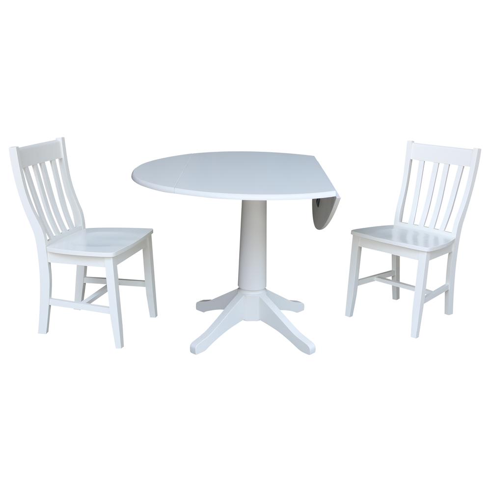42 In Round Top Pedestal Table with 2 Chairs. Picture 1