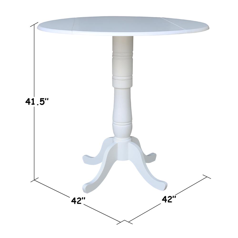 42 In Round dual drop Leaf Pedestal Table - 41.5 "H, White. Picture 1