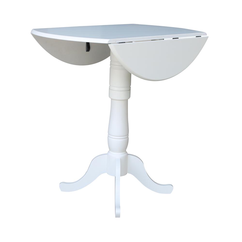 42 In Round dual drop Leaf Pedestal Table - 41.5 "H, White. Picture 3