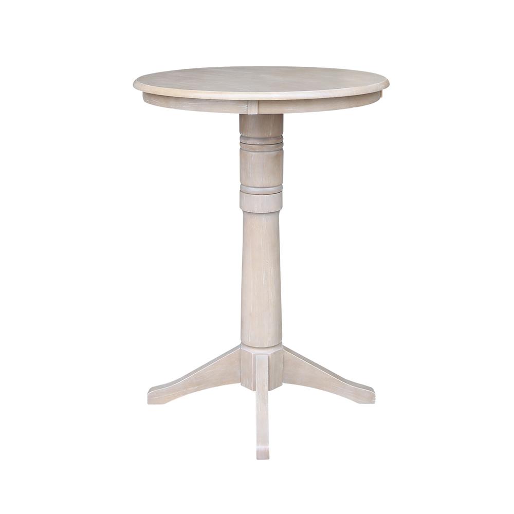 30" Round Top Pedestal Table - 34.9"H, Washed Gray Taupe. Picture 6