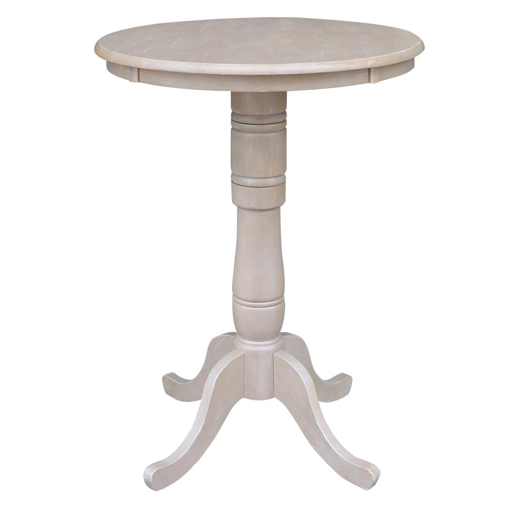 30" Round Top Pedestal Table - 40.9"H, Washed Gray Taupe. Picture 6