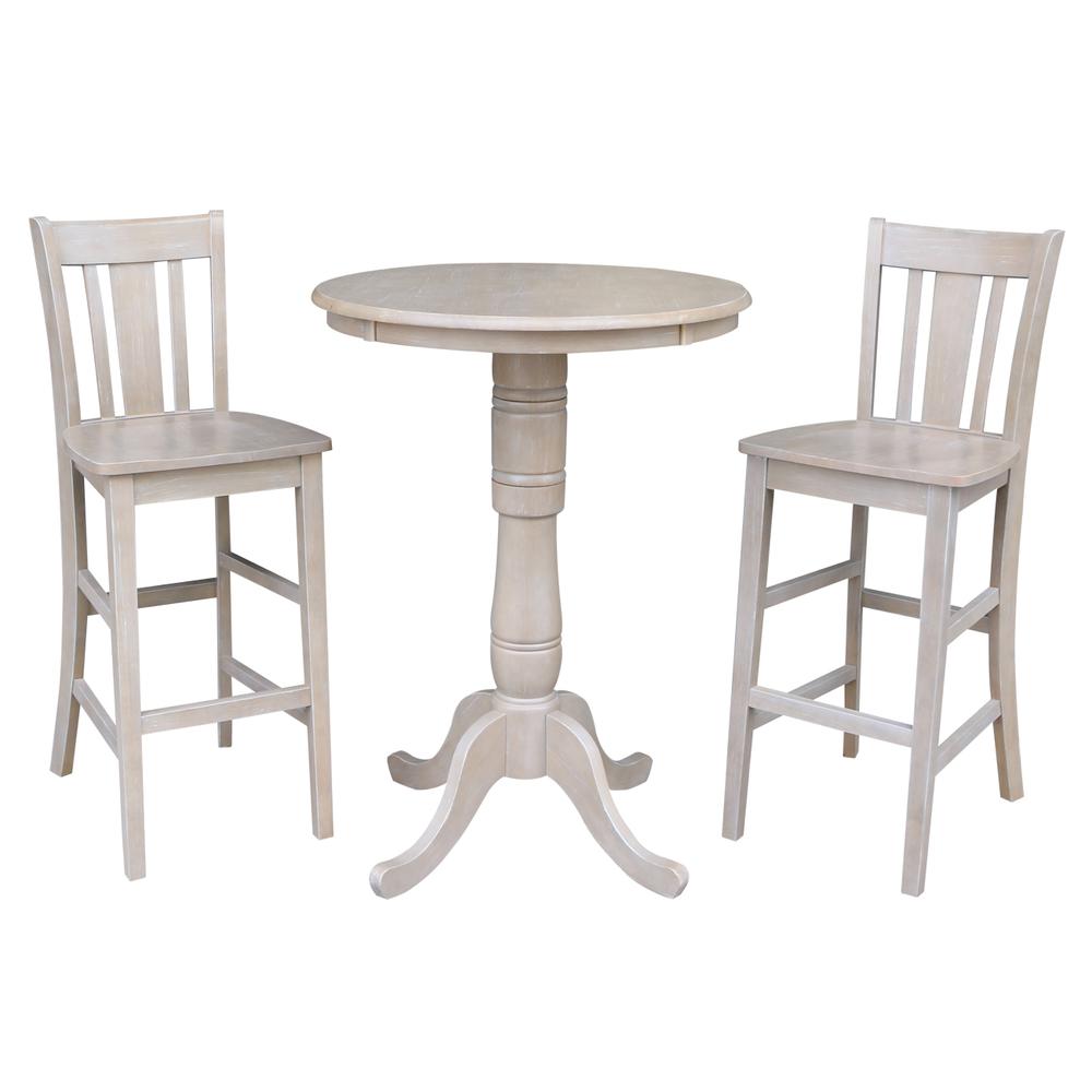 30" Round Top Pedestal Table - 40.9"H, Washed Gray Taupe. Picture 4