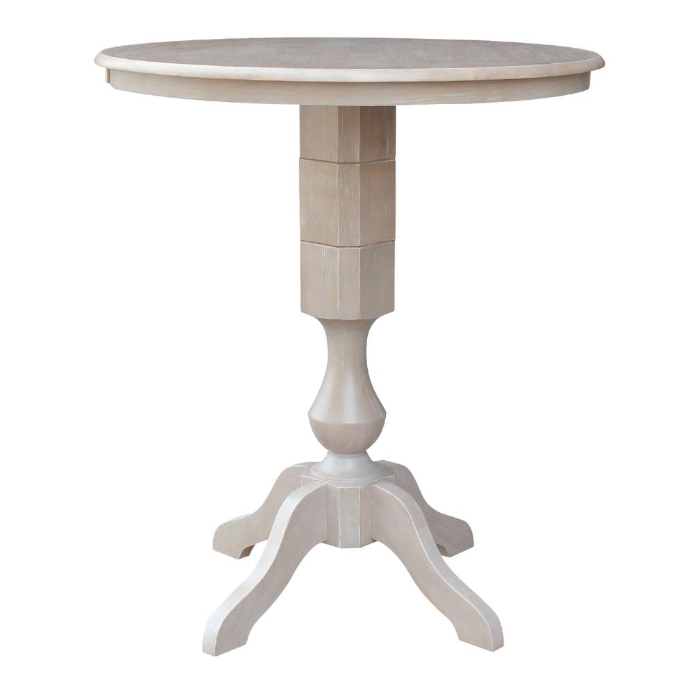 36" Round Top Pedestal Table - 40.9"H, Washed Gray Taupe. Picture 4