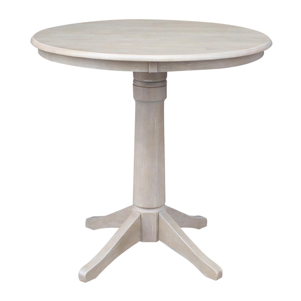 36" Round Top Pedestal Table - 34.9"H, Washed Gray Taupe. Picture 13