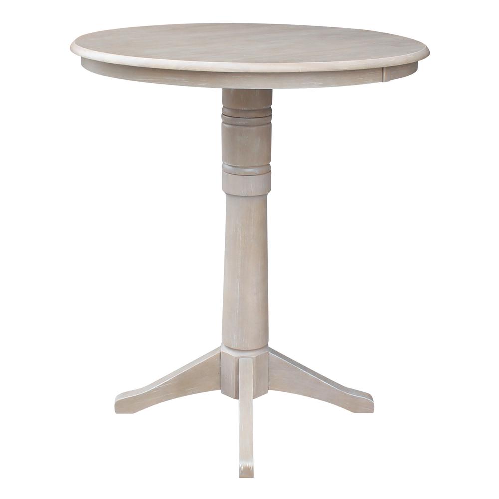 36" Round Top Pedestal Table - 34.9"H, Washed Gray Taupe. Picture 5