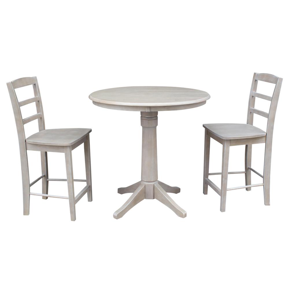 36" Round Top Pedestal Table - 34.9"H, Washed Gray Taupe. Picture 12