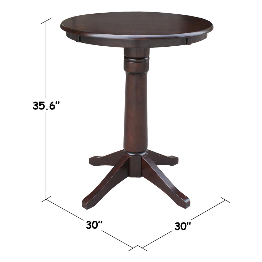 30" Round Top Pedestal Table - 34.9"H, Rich Mocha. Picture 1