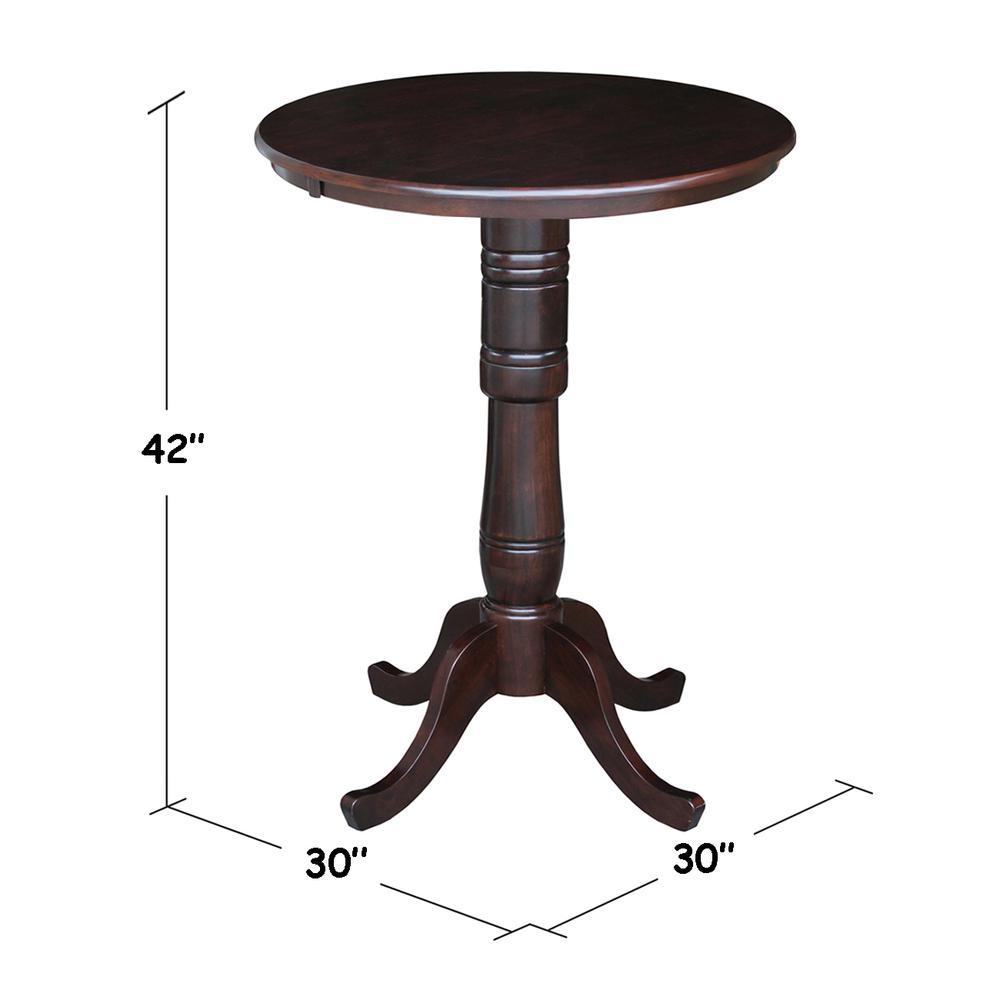 30" Round Top Pedestal Table - 40.9"H, Rich Mocha. The main picture.