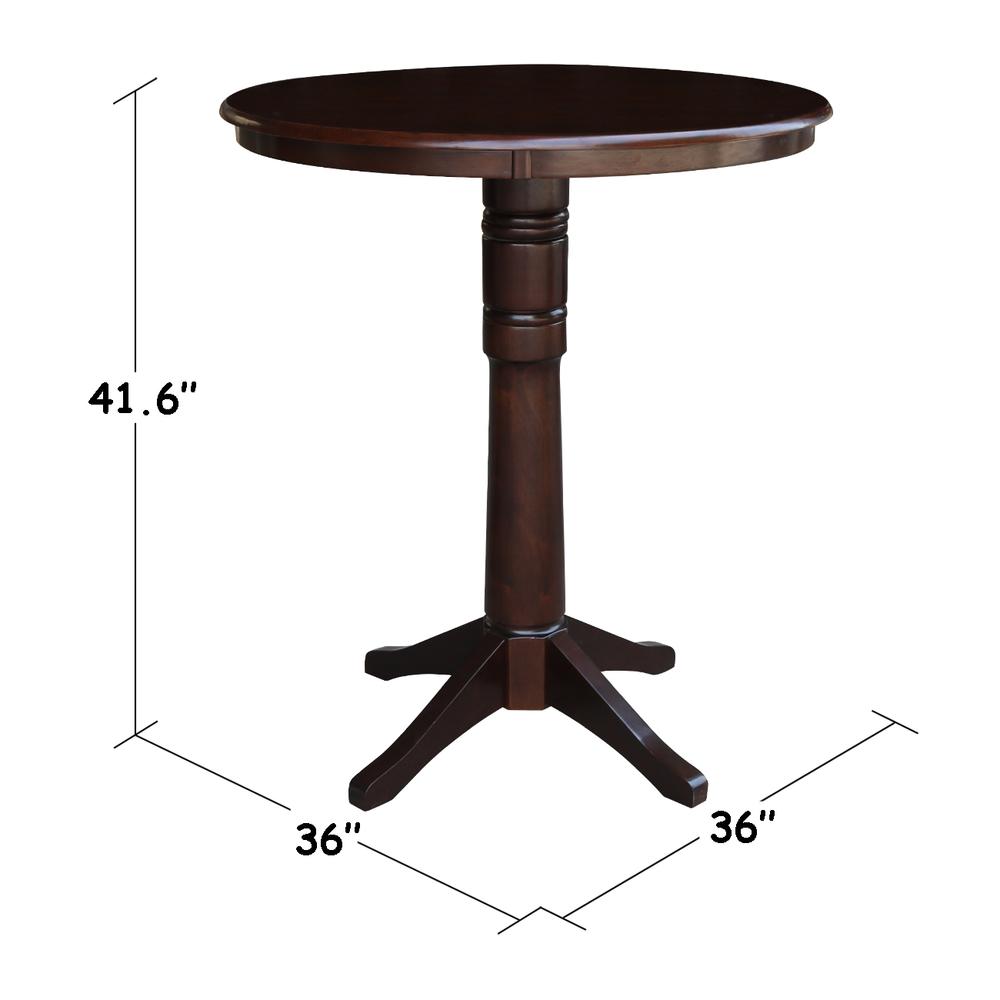 36" Round Top Pedestal Table - 34.9"H, Rich Mocha. Picture 3