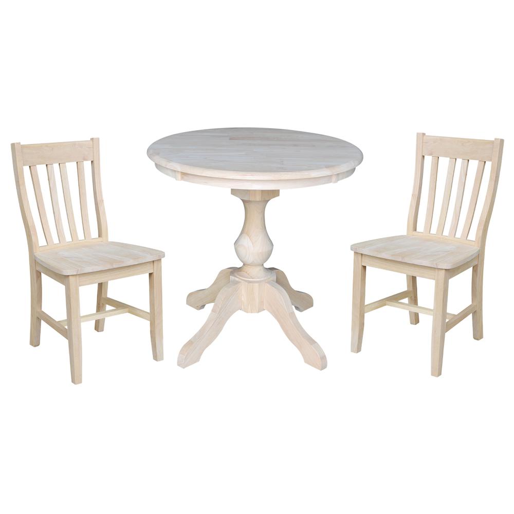 30" Round Top Pedestal Table - With 2 Cafe Chairs. Picture 1