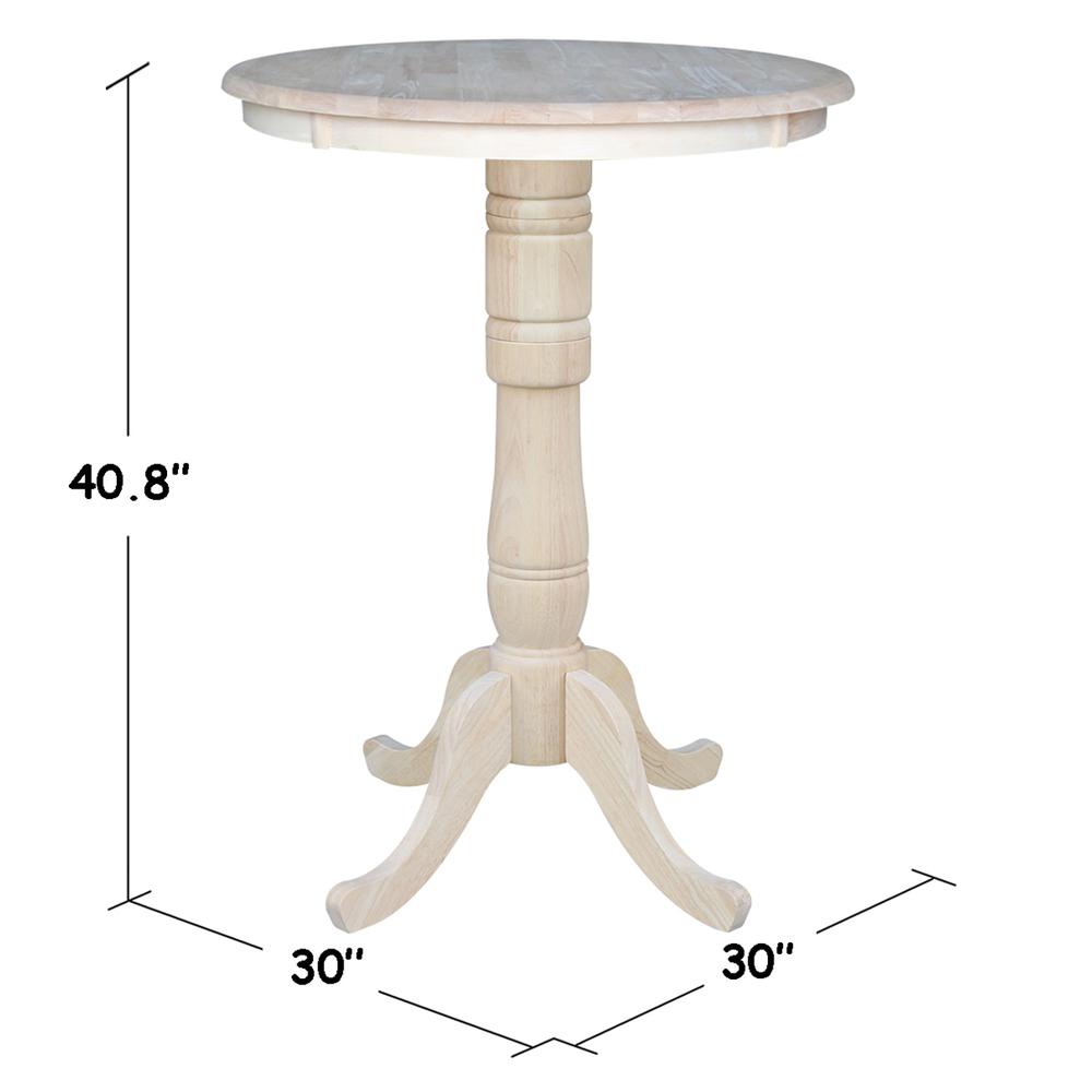 30" Round Top Pedestal Table - 40.9"H, Unfinished. Picture 1