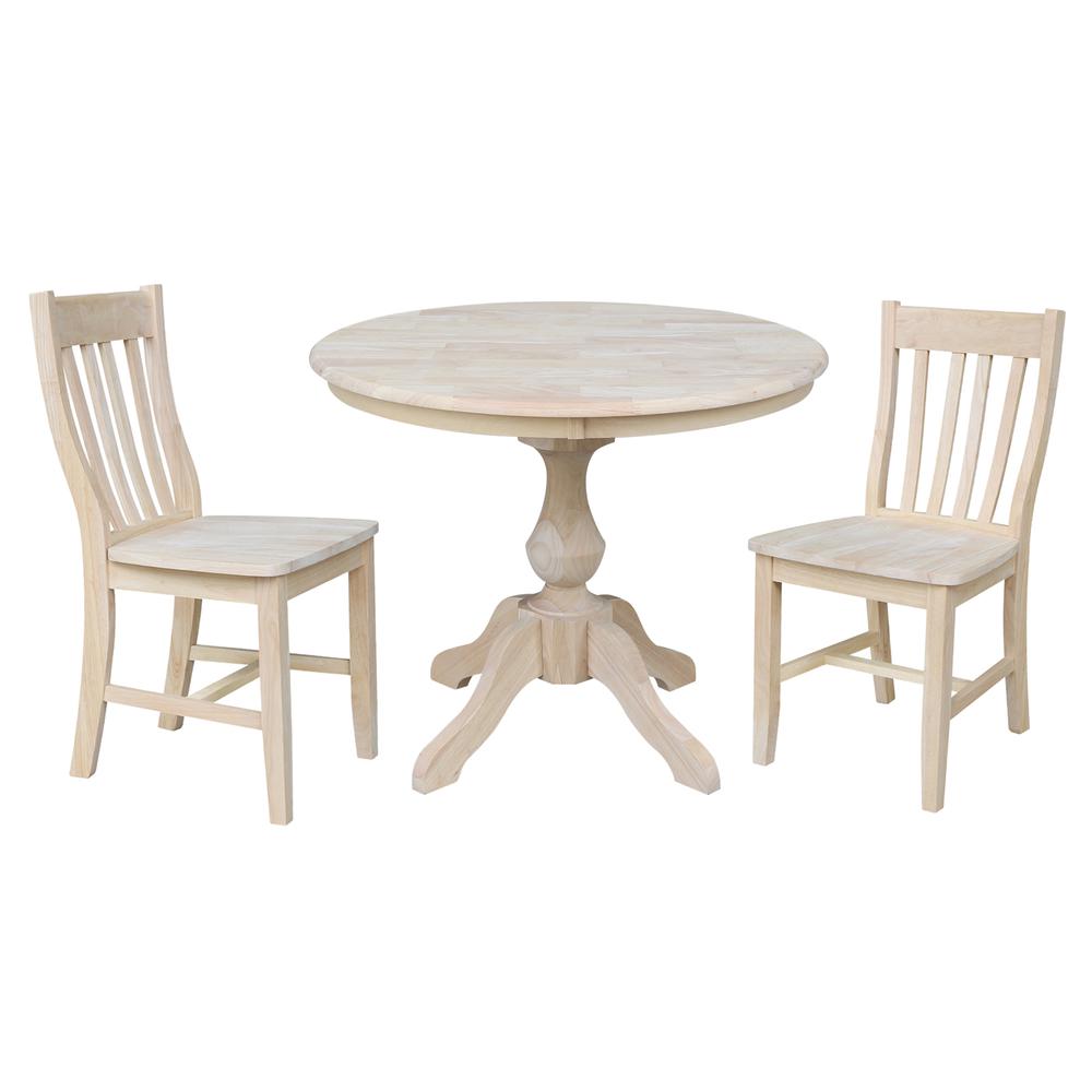 36" Round Top Pedestal Table - With 2 Cafe Chairs. Picture 1