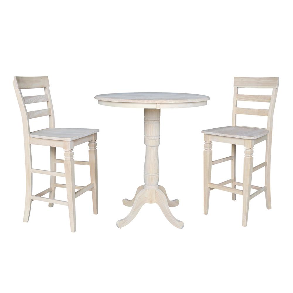36" Round Pedestal Bar Height Table with 2 Bar Height Stools. Picture 1