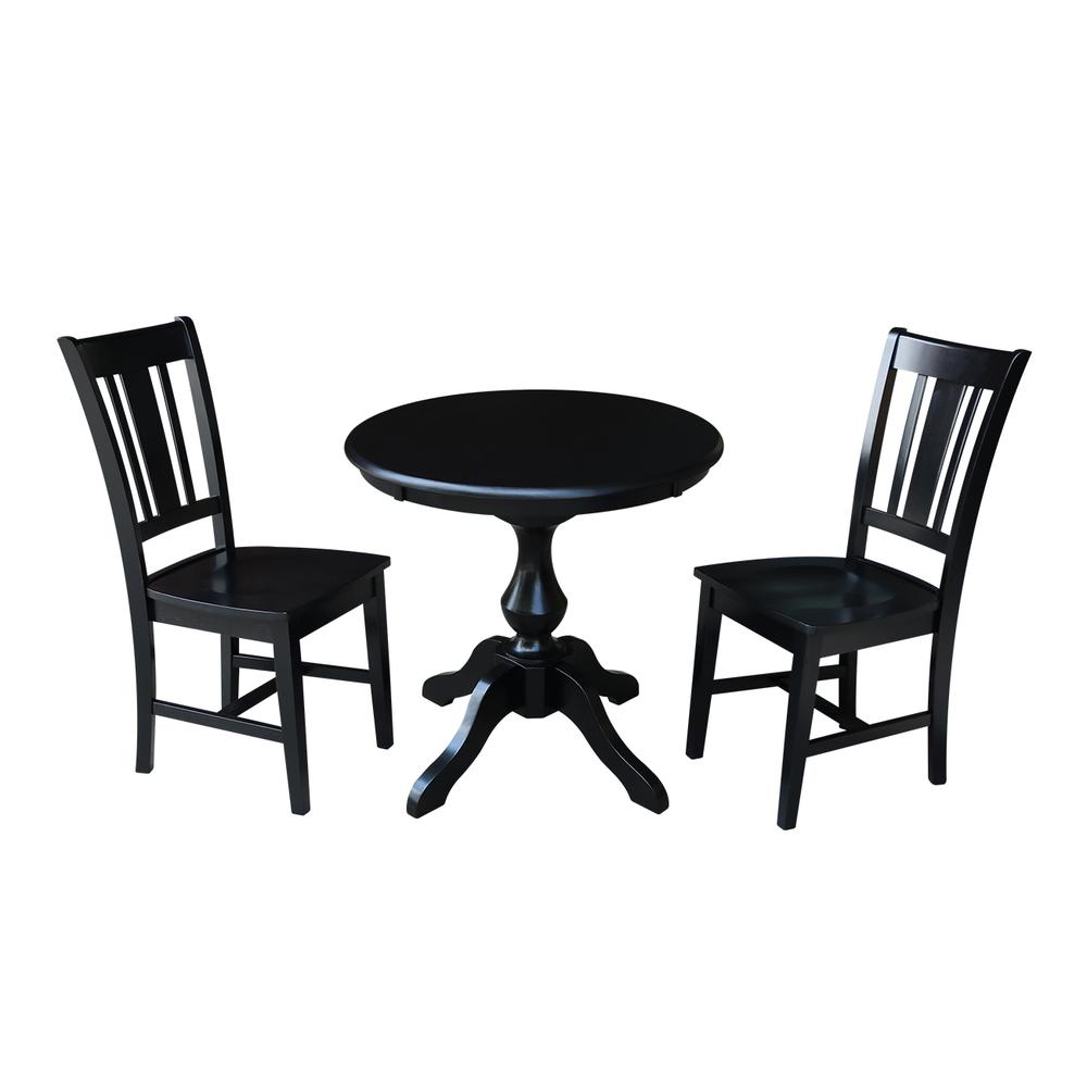 30" Round Top Pedestal Table - With 2 San Remo Chairs, Black. Picture 1