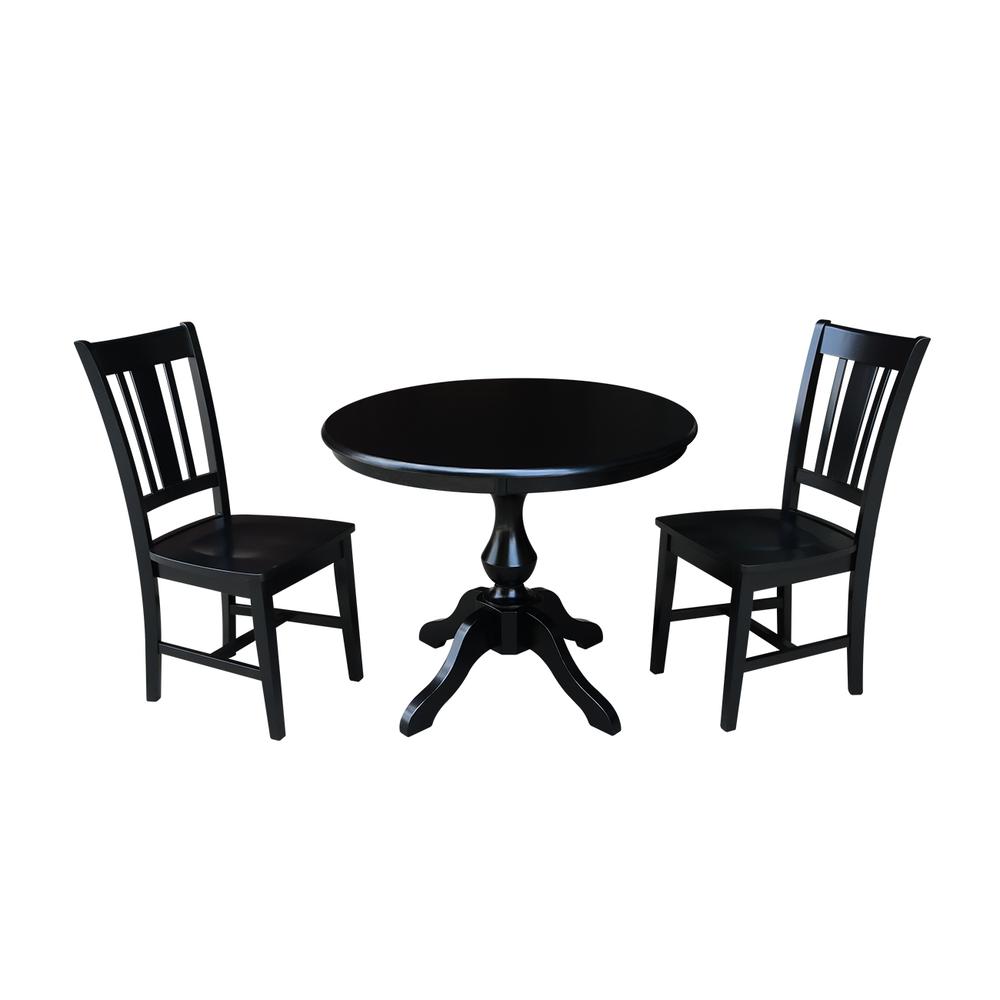36" Round Top Pedestal Table - With 2 San Remo Chairs. Picture 1
