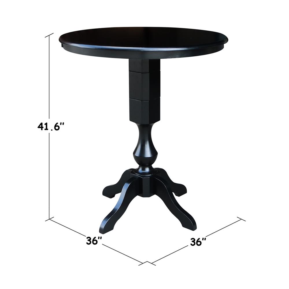 36" Round Top Pedestal Table - 40.9"H, Black. Picture 1