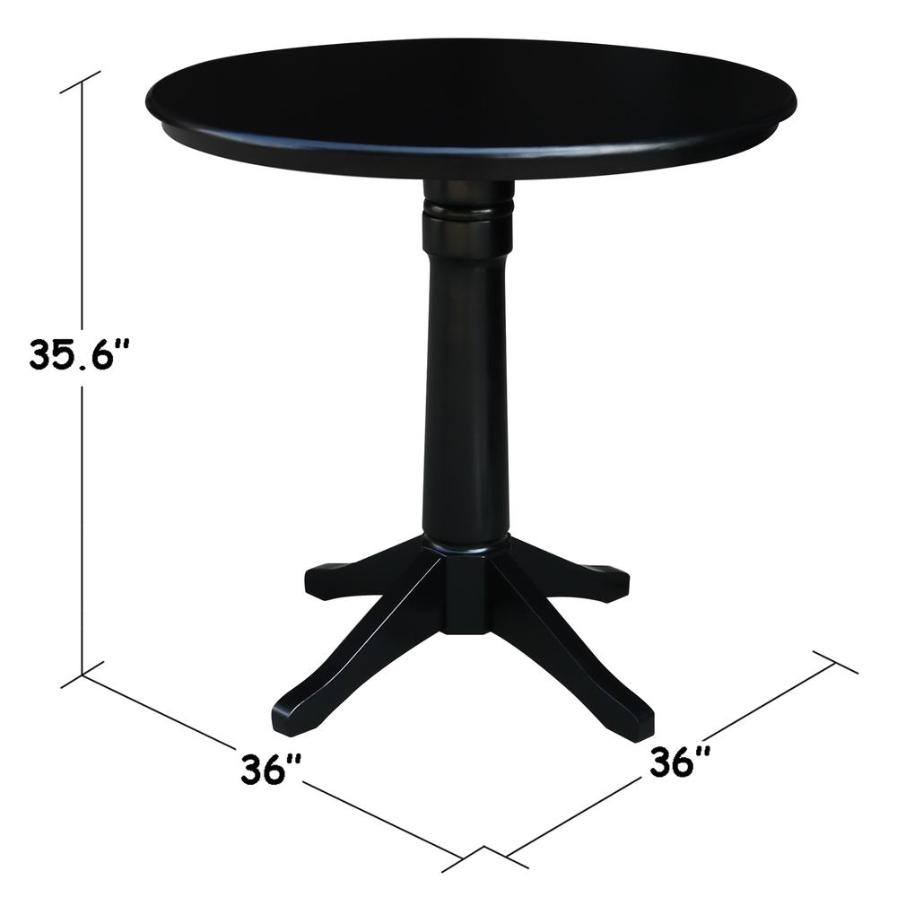 36" Round Top Pedestal Table - 34.9"H, Black. Picture 1