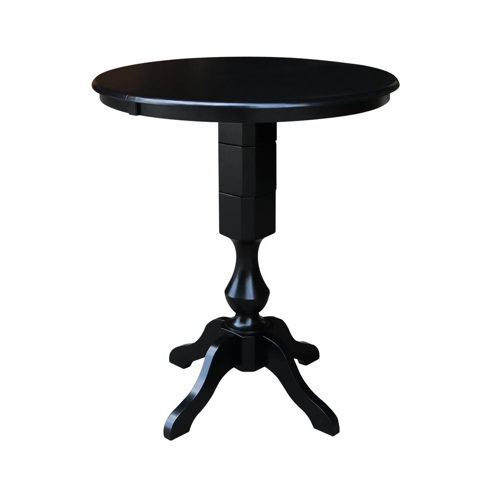 36" Round Top Pedestal Table With 12" Leaf - 40.9"H - Dining, Counter, or Bar Height, Black. Picture 7
