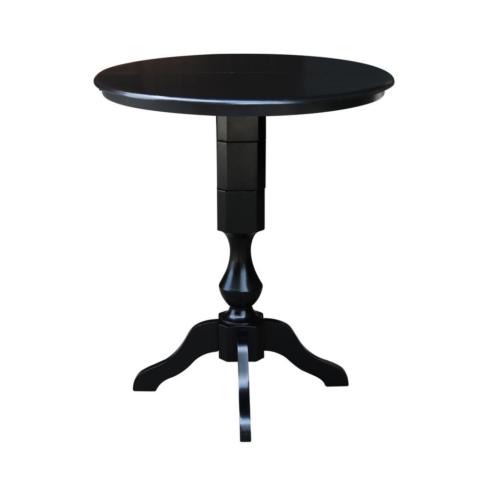36" Round Top Pedestal Table With 12" Leaf - 40.9"H - Dining, Counter, or Bar Height, Black. Picture 4