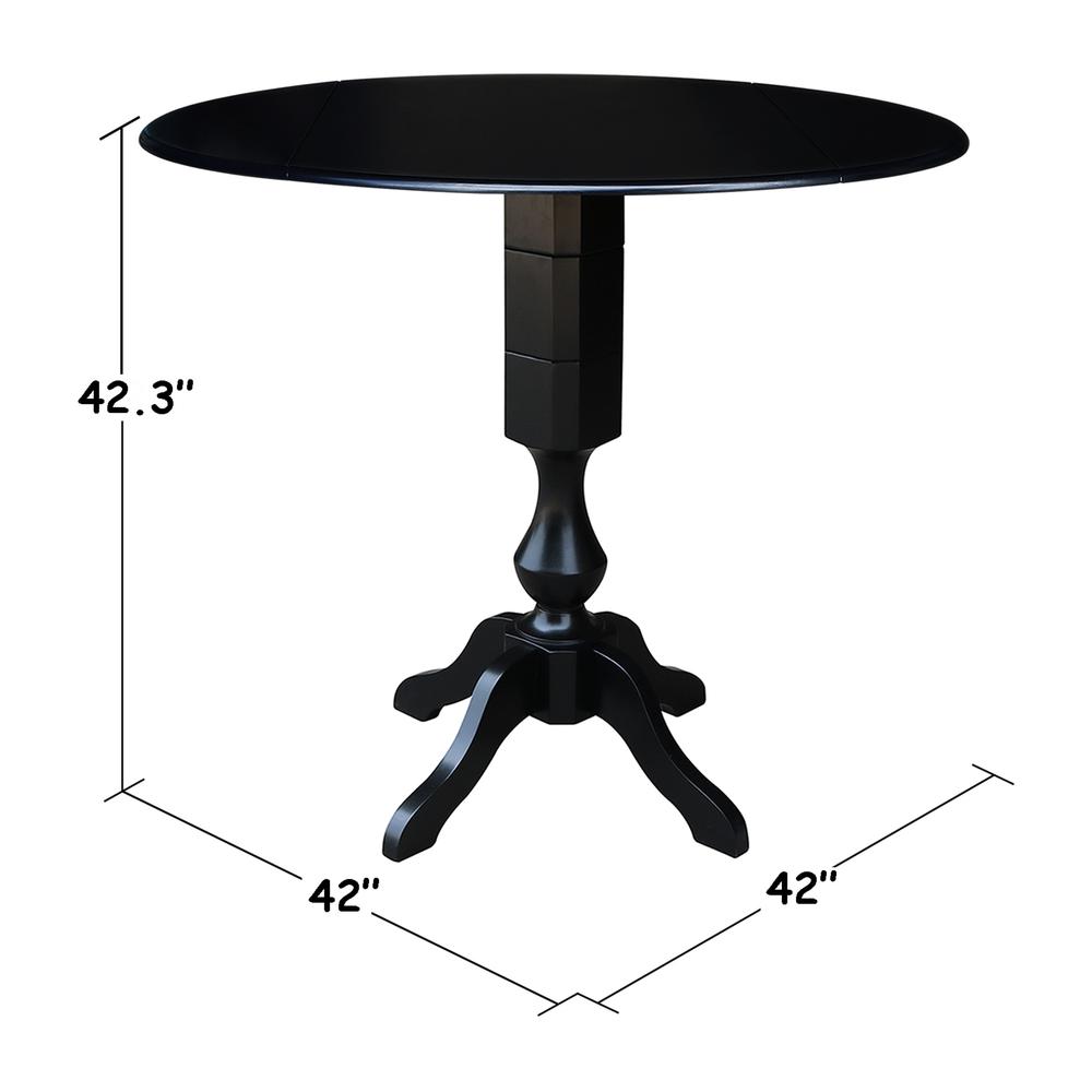42" Round Dual Drop Leaf Pedestal Table,  29.5"H, Black. Picture 31