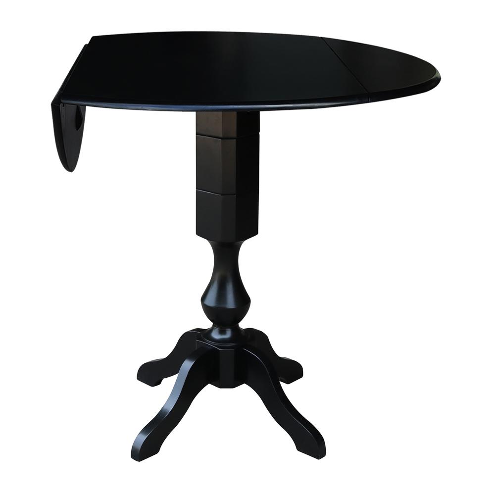 42" Round Dual Drop Leaf Pedestal Table,  29.5"H, Black. Picture 32