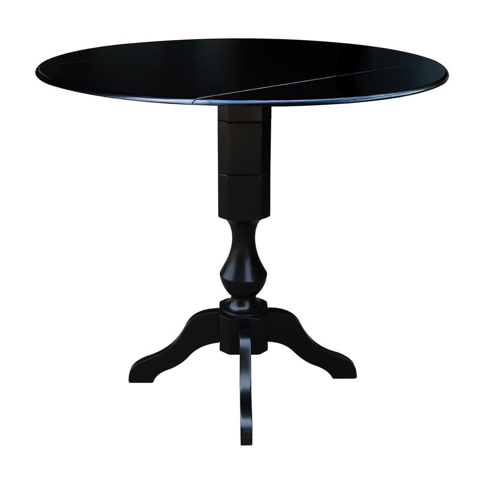 42" Round Dual Drop Leaf Pedestal Table,  29.5"H, Black. Picture 35