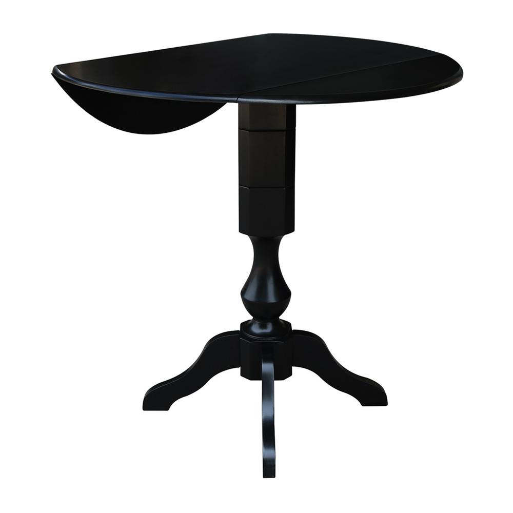 42" Round Dual Drop Leaf Pedestal Table,  29.5"H, Black. Picture 33