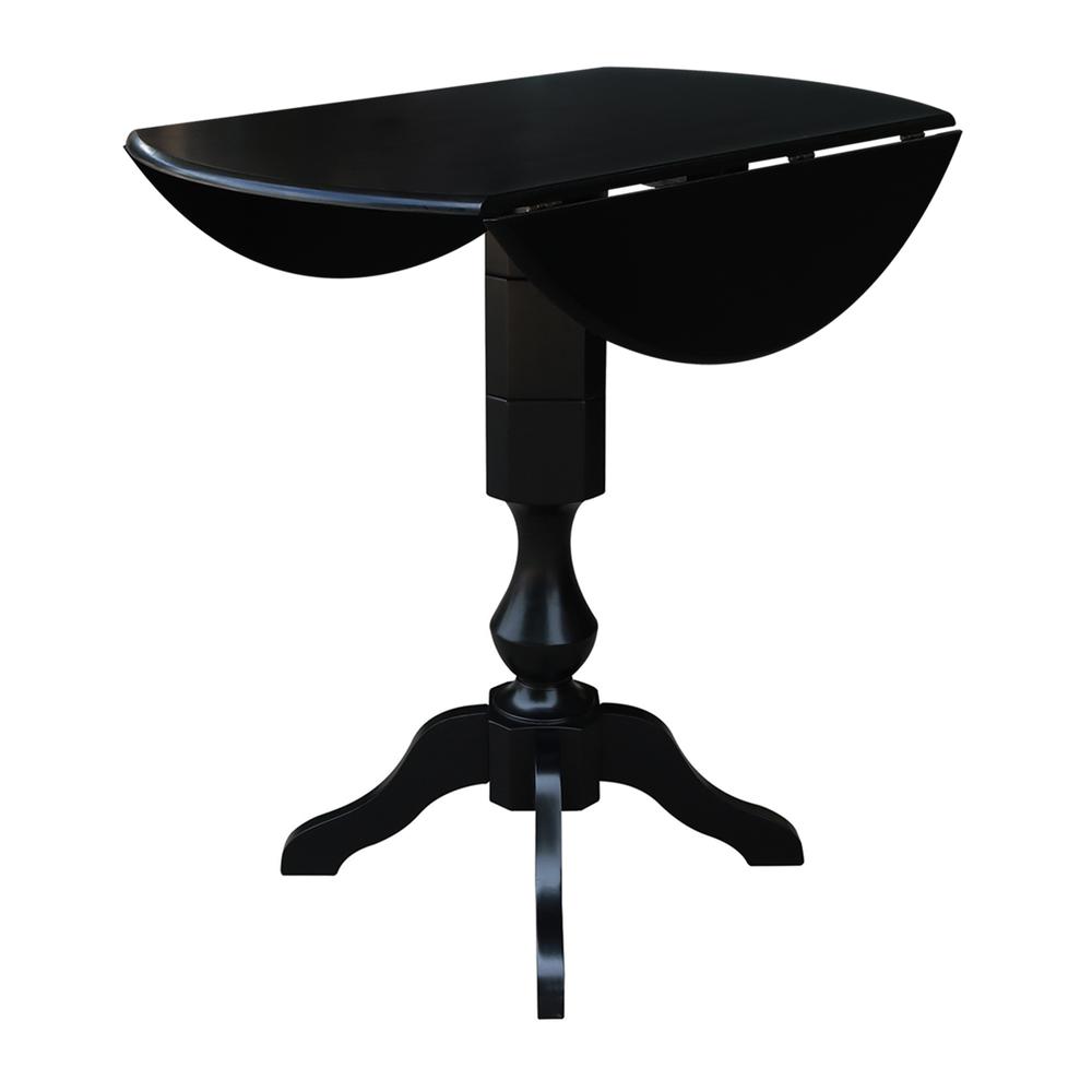 42" Round Dual Drop Leaf Pedestal Table,  29.5"H, Black. Picture 34