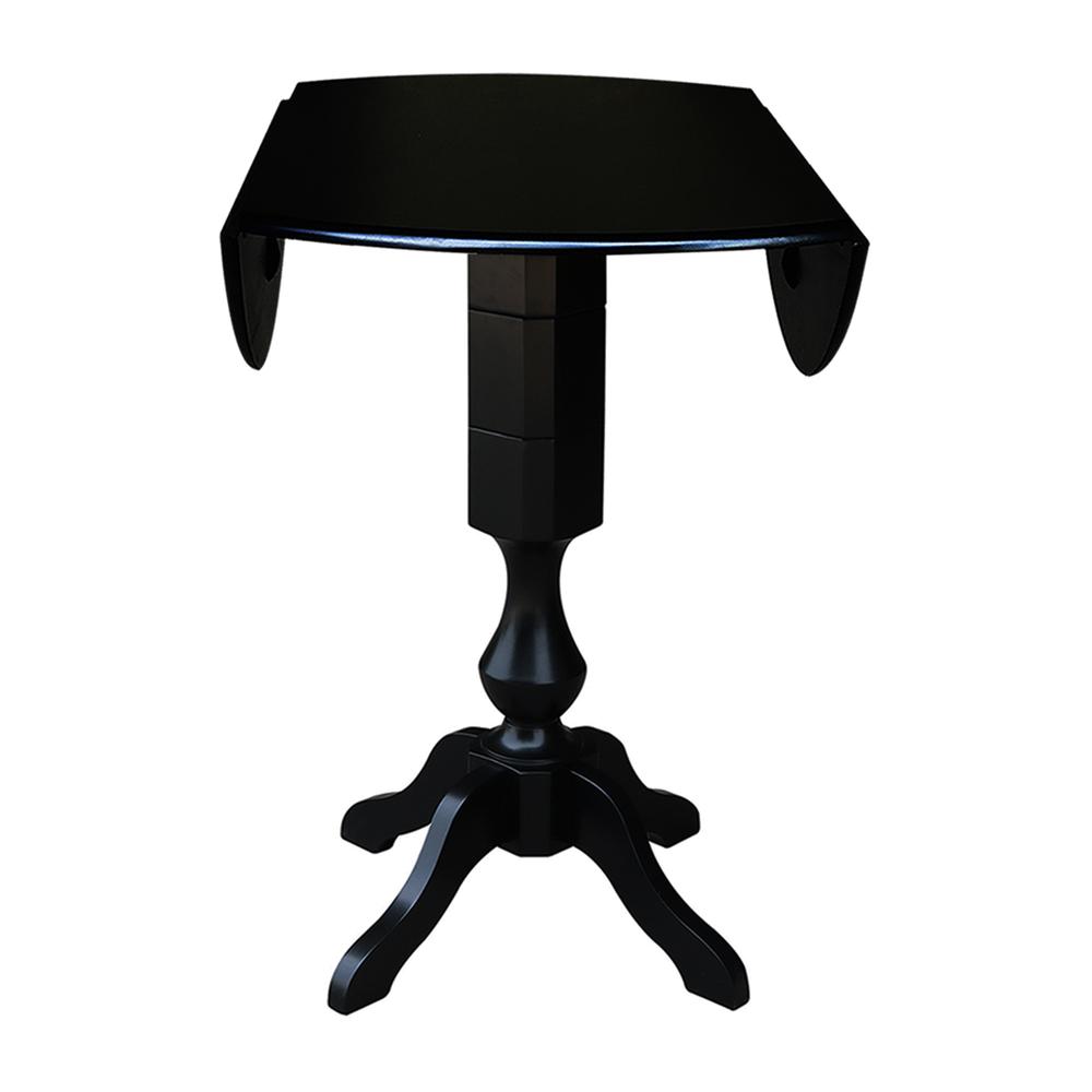 42" Round Dual Drop Leaf Pedestal Table,  29.5"H, Black. Picture 36