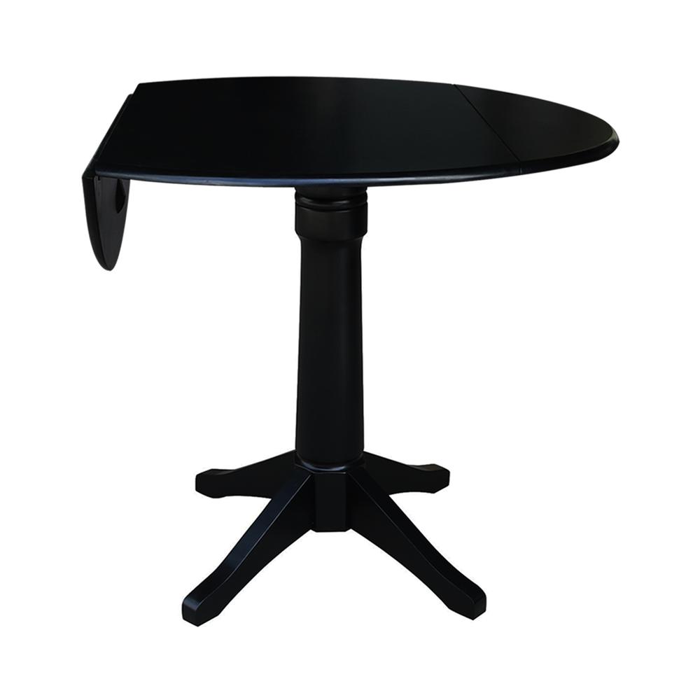 42" Round Dual Drop Leaf Pedestal Table,  29.5"H, Black. Picture 54