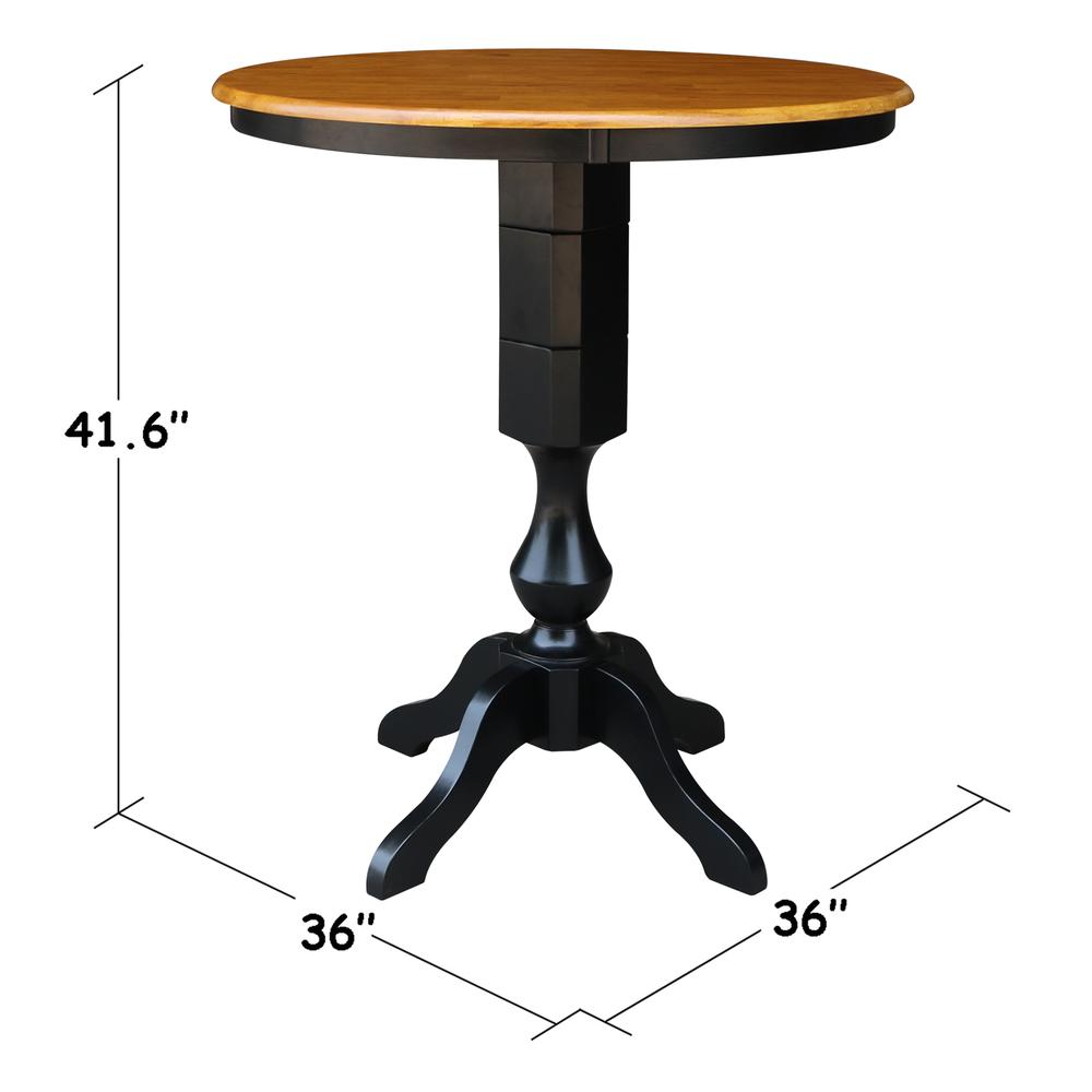 36" Round Top Pedestal Table - 40.9"H, Black/Cherry. The main picture.