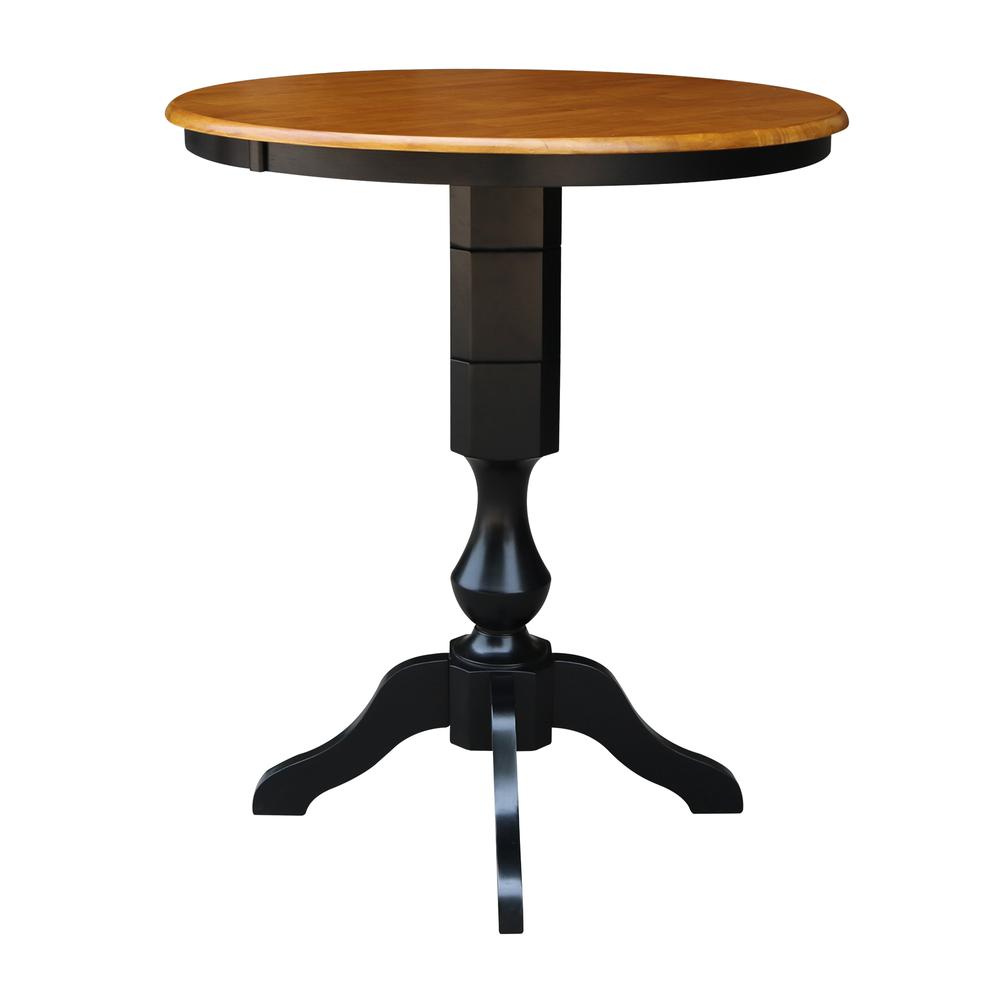 36" Round Top Pedestal Table - 40.9"H, Black/Cherry. Picture 2