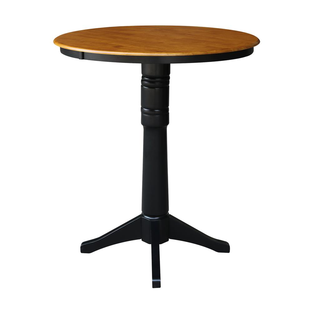 36" Round Top Pedestal Table - 34.9"H, Black/Cherry. Picture 5