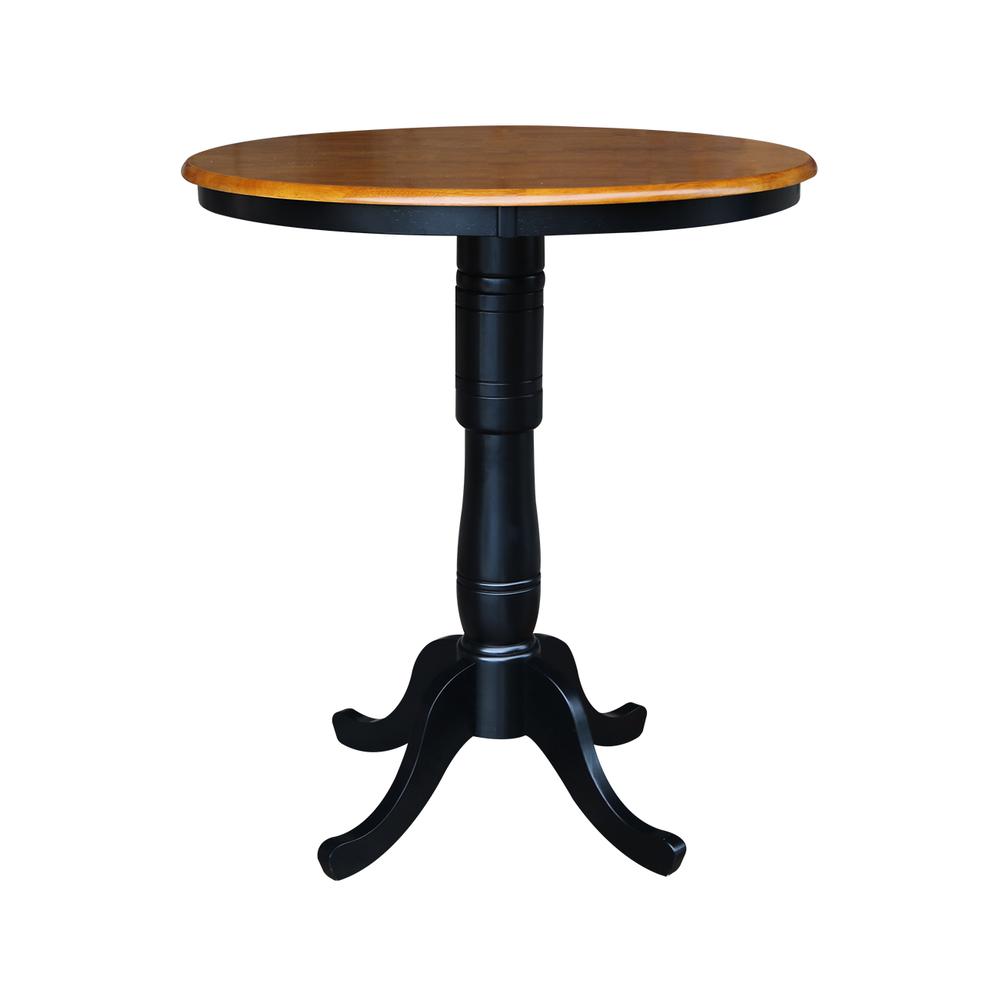 36" Round Top Pedestal Table - 40.9"H, Black/Cherry. Picture 4