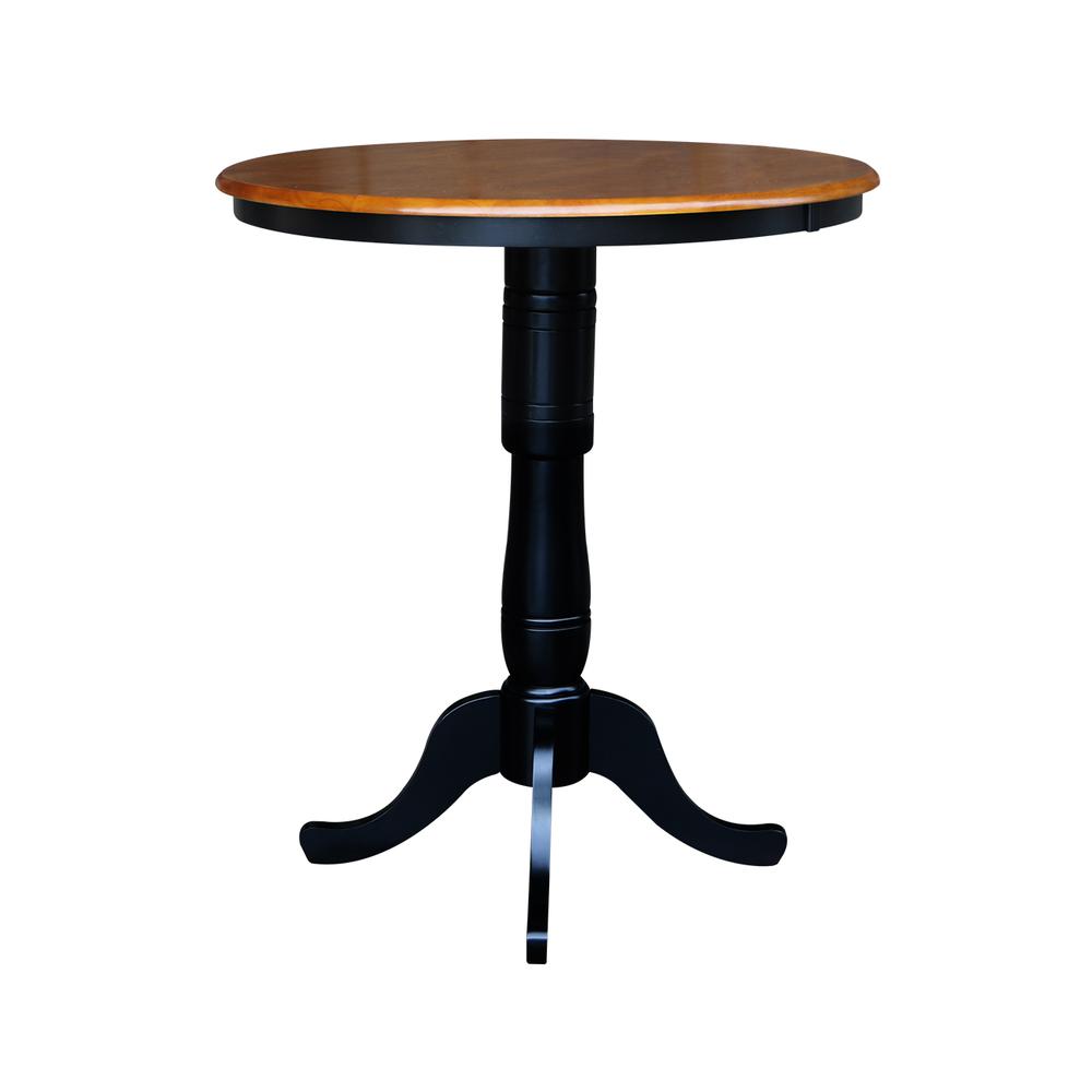 36" Round Top Pedestal Table - 40.9"H, Black/Cherry. Picture 2