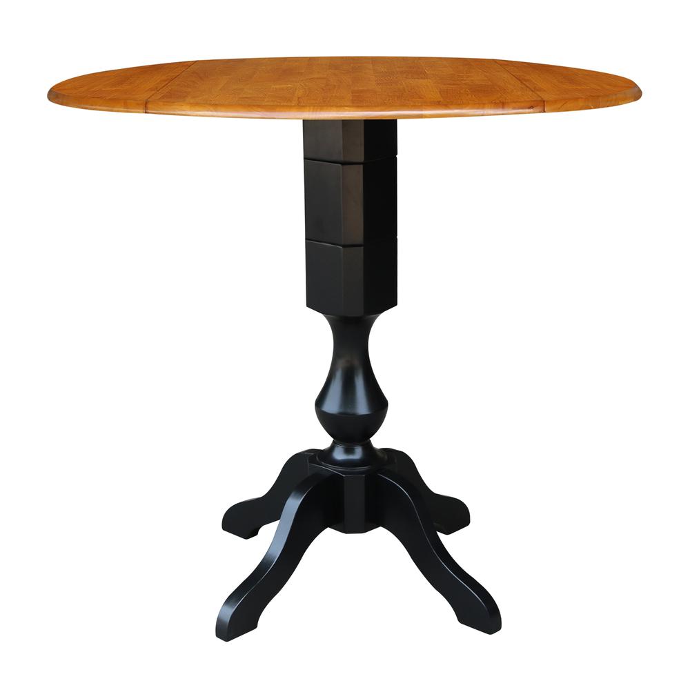 42" Round Dual Drop Leaf Pedestal Table - 29.5"H, Black/Cherry, Black/Cherry. Picture 37