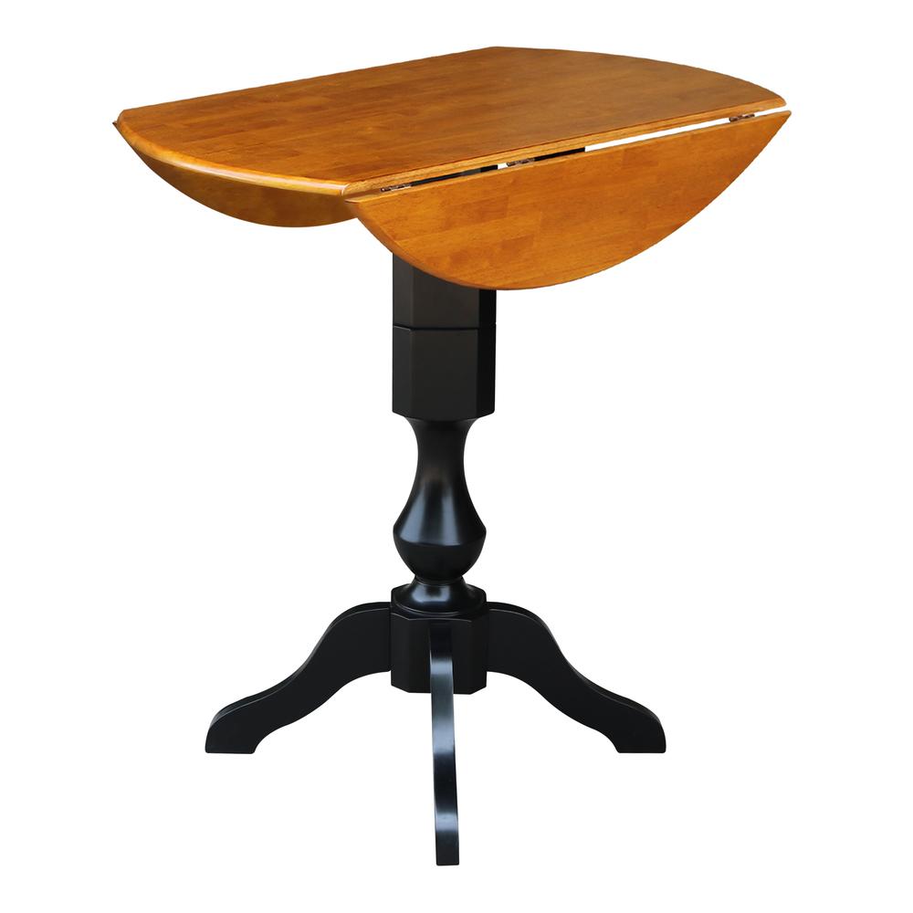 42" Round Dual Drop Leaf Pedestal Table - 29.5"H, Black/Cherry. Picture 33