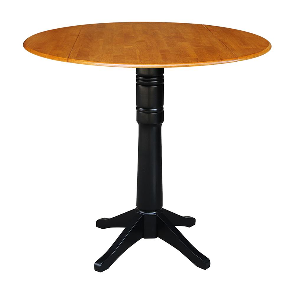 42" Round Dual Drop Leaf Pedestal Table - 42.3"H, Black/Cherry. Picture 8