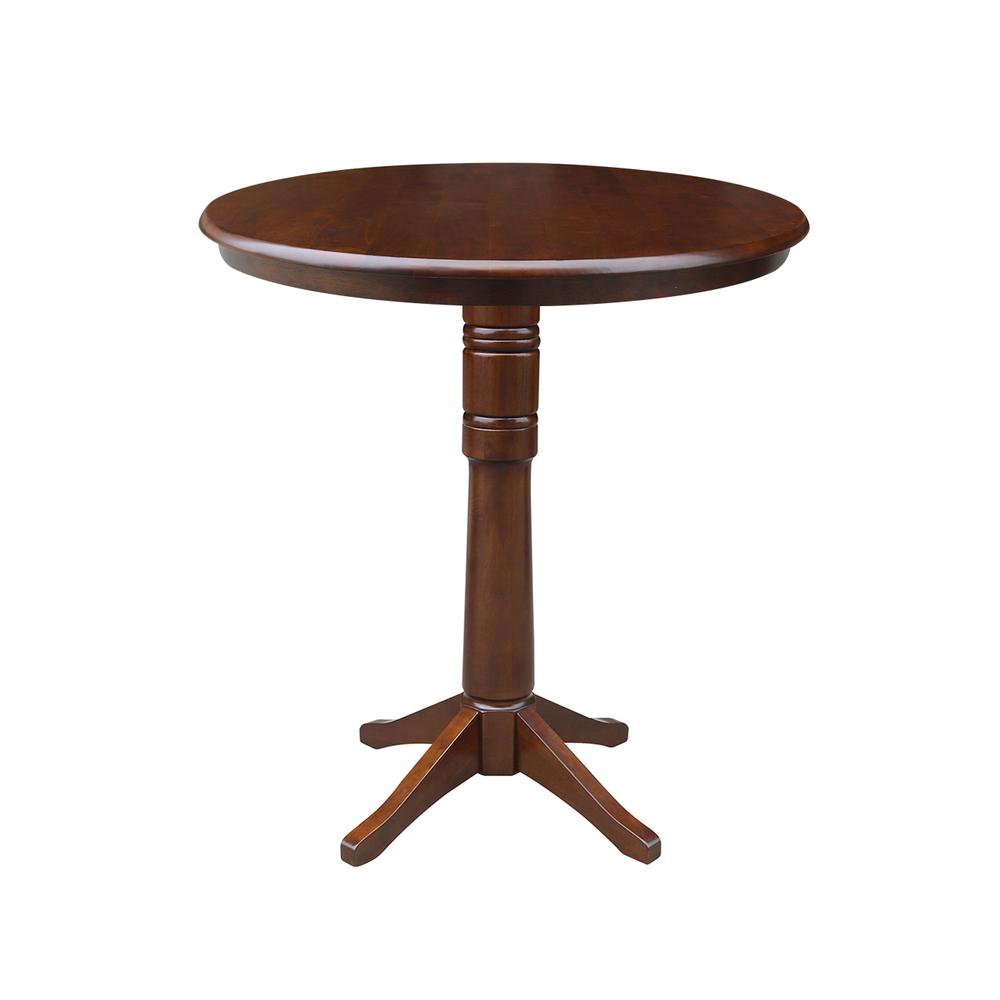 36" Round Top Pedestal Table - 34.9"H, Espresso. Picture 7