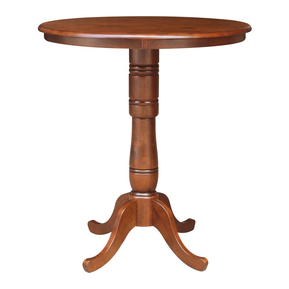 36" Round Top Pedestal Table - 40.9"H, Espresso. Picture 4