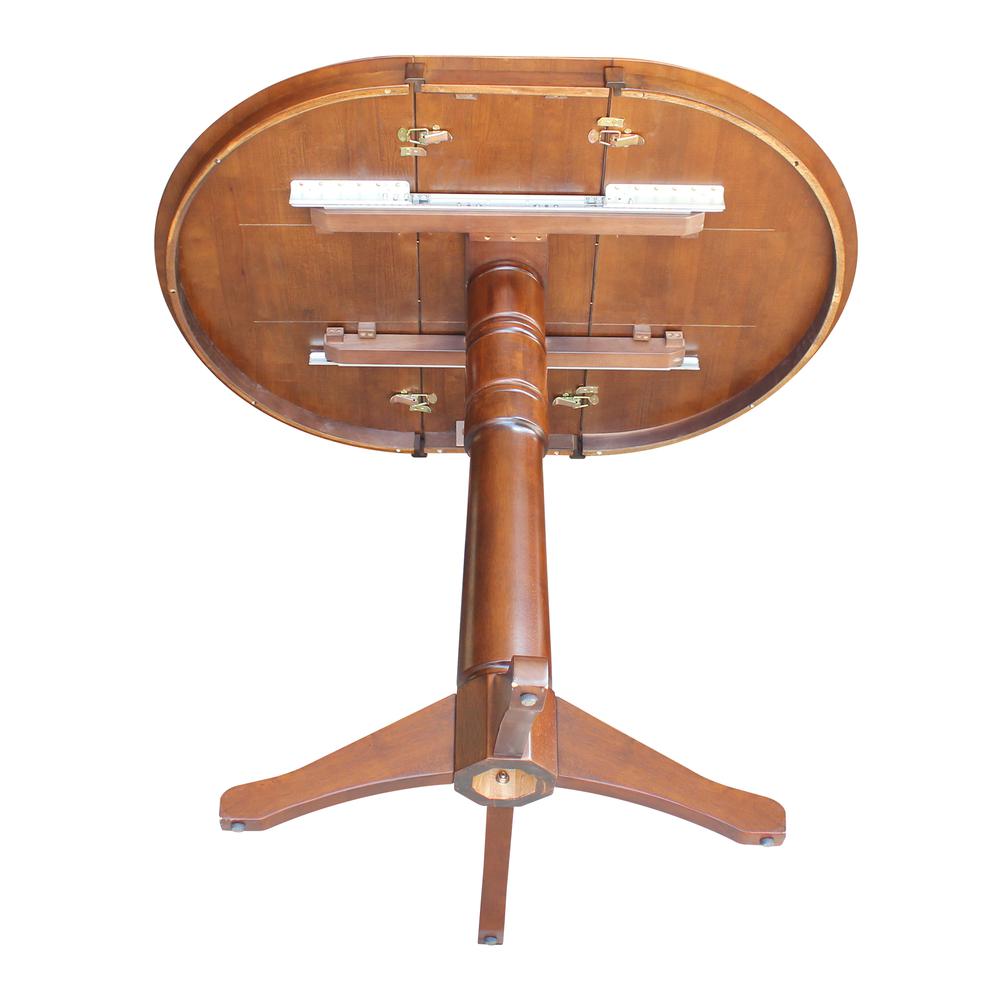 36" Round Top Pedestal Table With 12" Leaf - 34.9"H - Dining or Counter Height, Espresso. Picture 13
