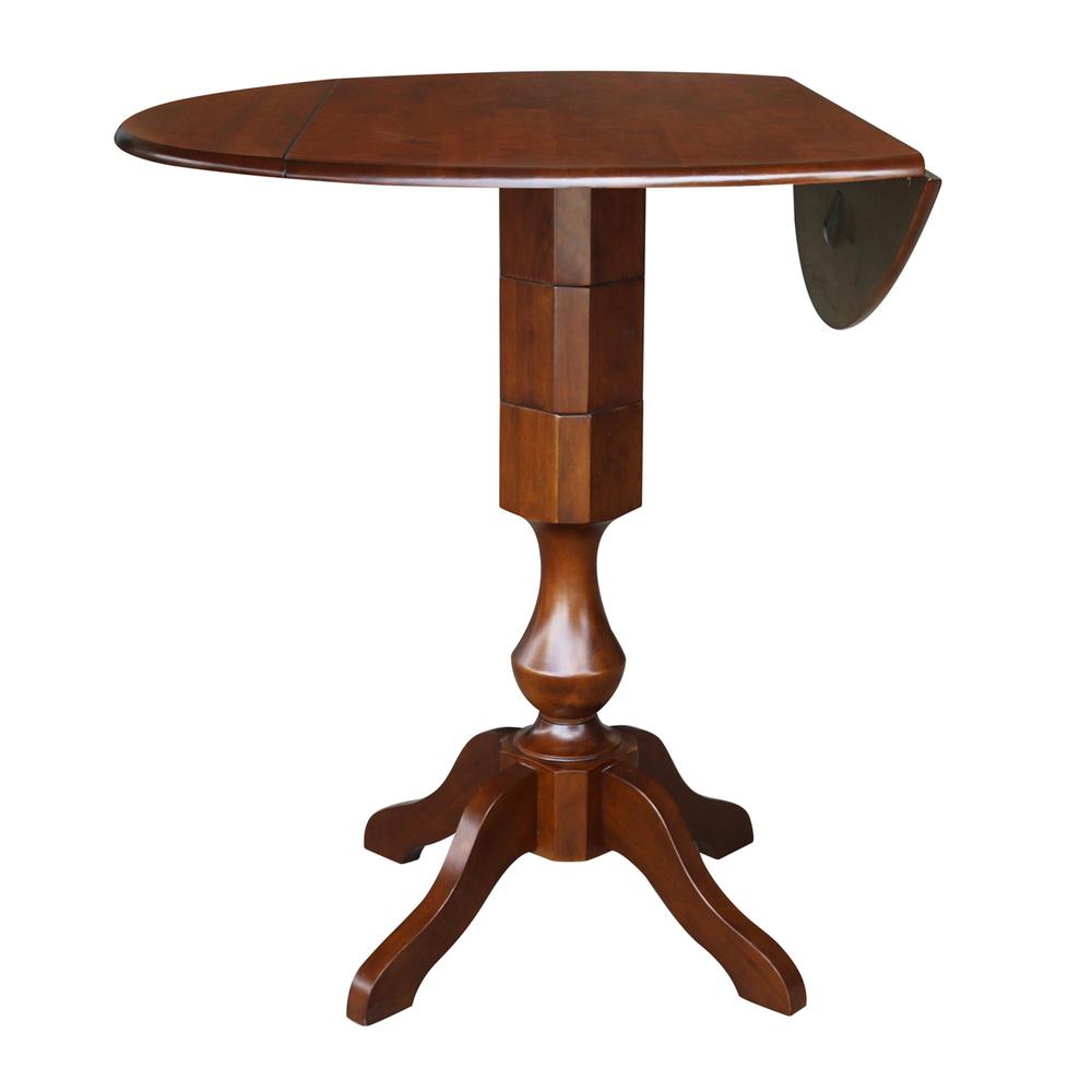 42" Round Dual Drop Leaf Pedestal Table - 29.5"H, Espresso, Espresso. Picture 41