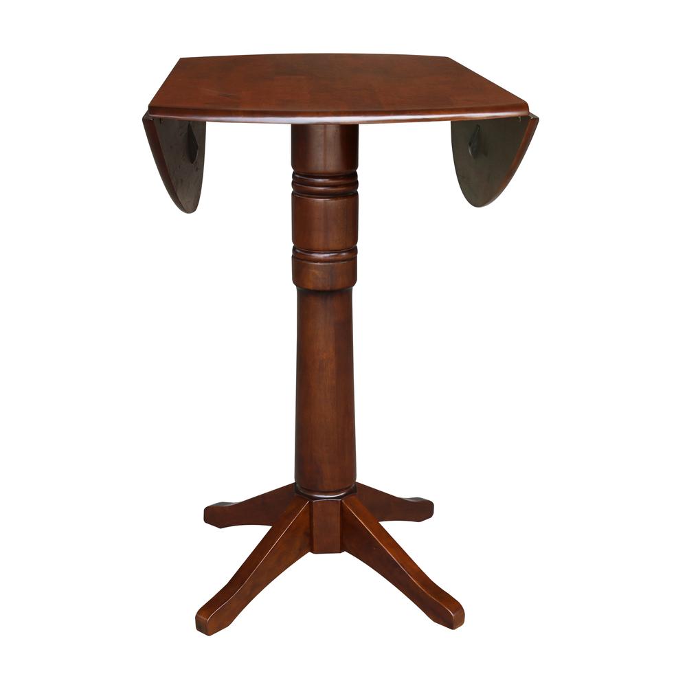 42" Round Dual Drop Leaf Pedestal Table - 42.3"H, Espresso, Espresso. Picture 6