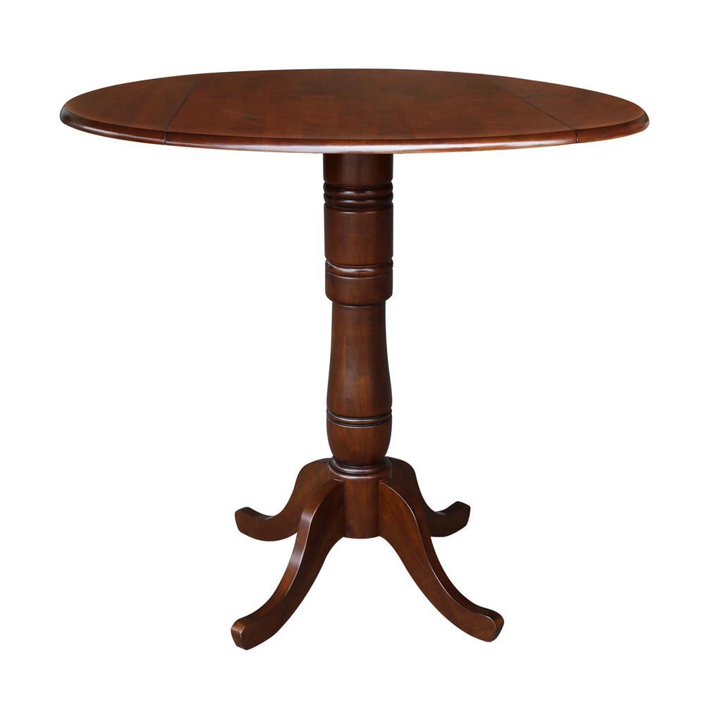 42" Round Dual Drop Leaf Pedestal Table - 41.5"H, Espresso, Espresso. Picture 8