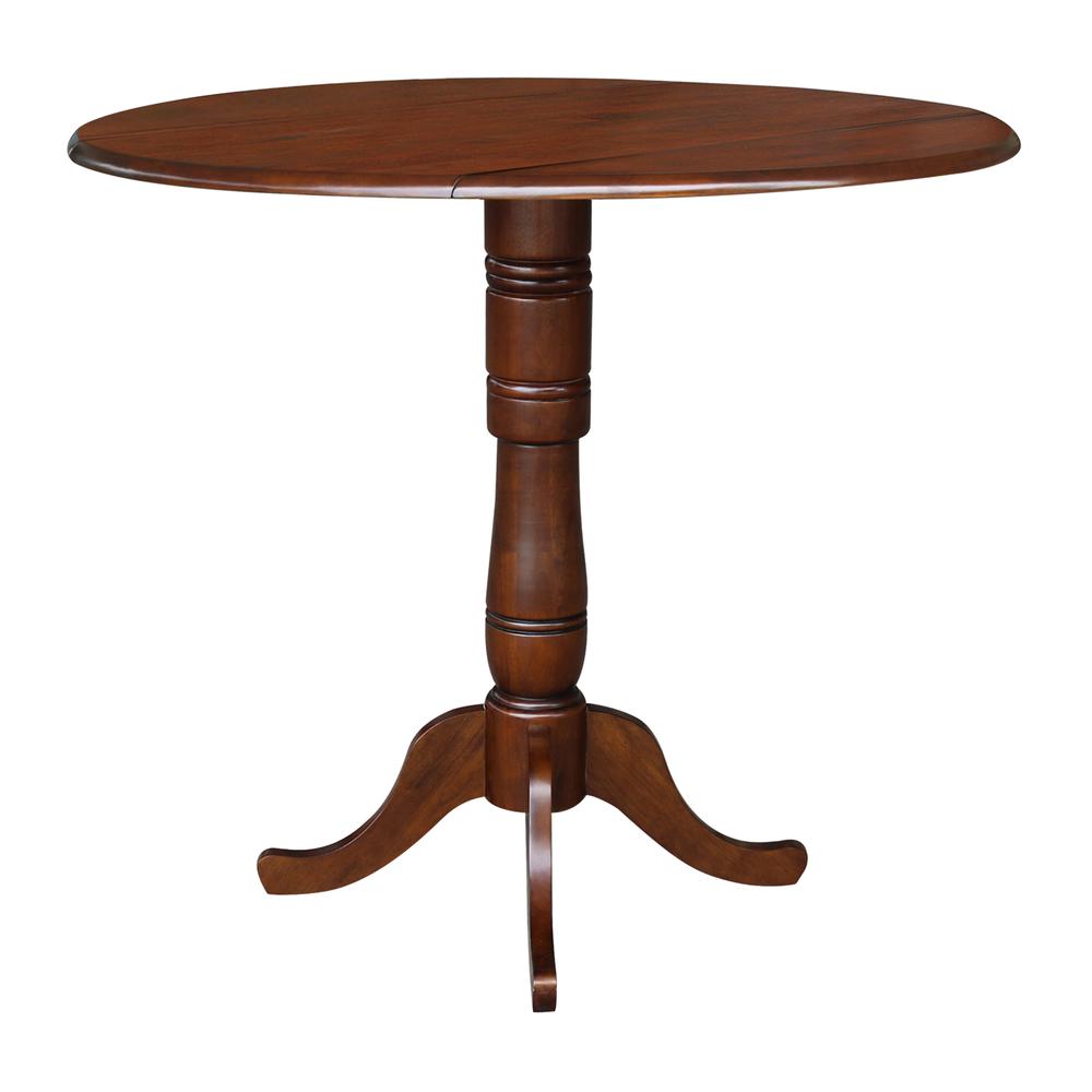 42" Round Dual Drop Leaf Pedestal Table - 41.5"H, Espresso, Espresso. Picture 5