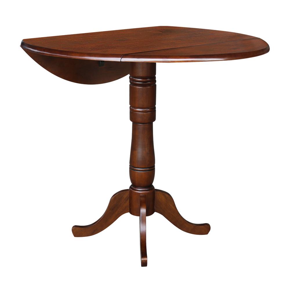 42" Round Dual Drop Leaf Pedestal Table - 41.5"H, Espresso, Espresso. Picture 3