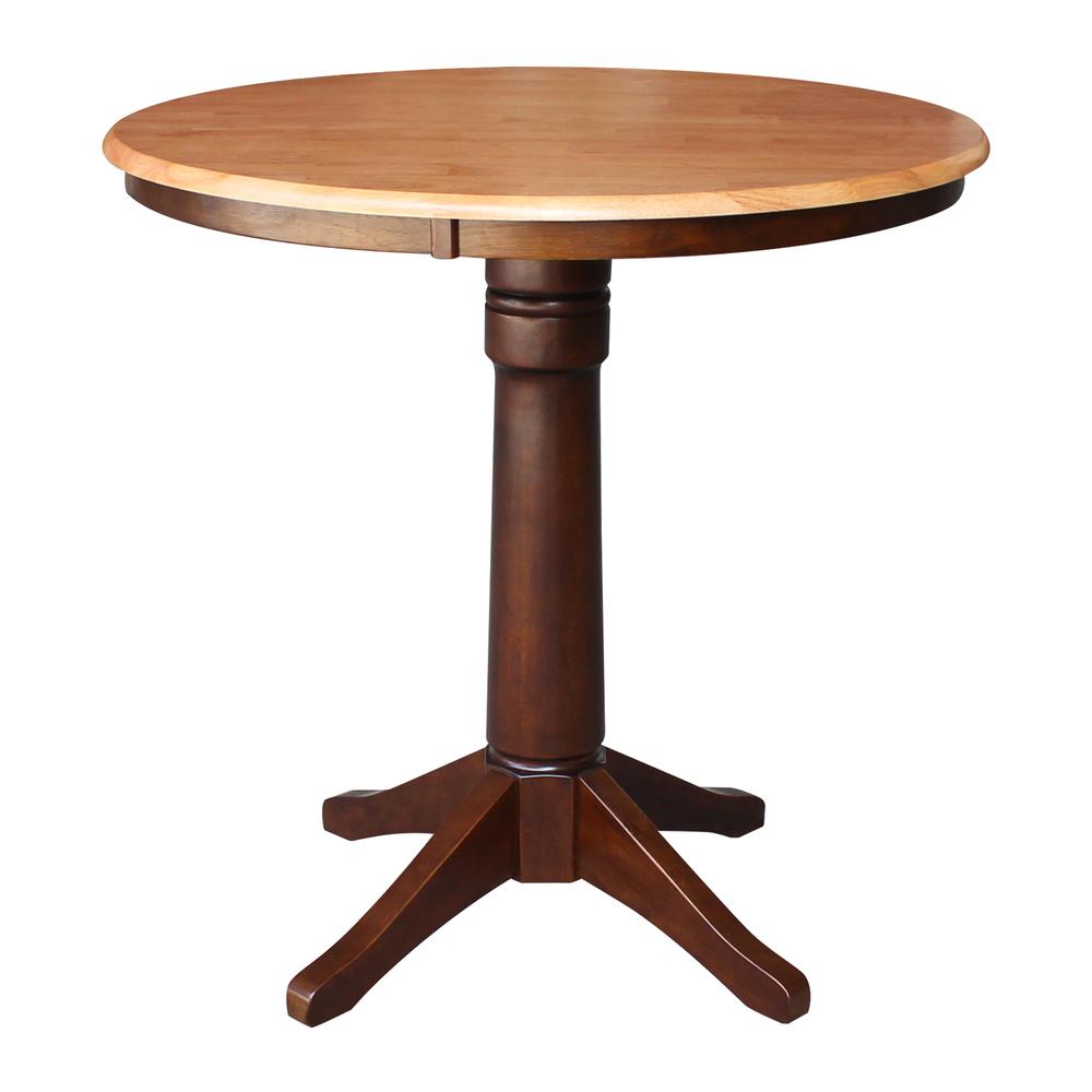 36" Round Top Pedestal Table - 34.9"H, Cinnamon/Espresso. Picture 8