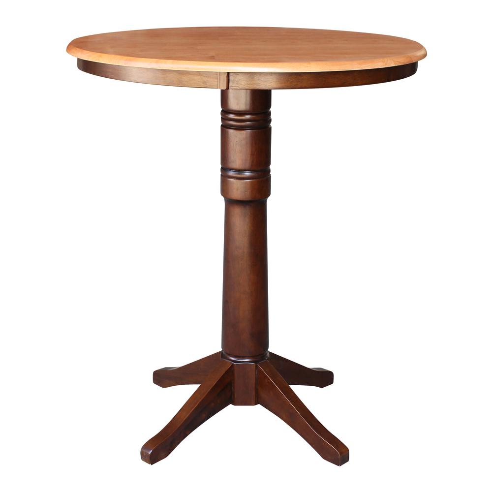 36" Round Top Pedestal Table - 34.9"H, Cinnamon/Espresso. Picture 7