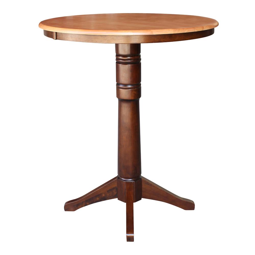 36" Round Top Pedestal Table - 34.9"H, Cinnamon/Espresso. Picture 5