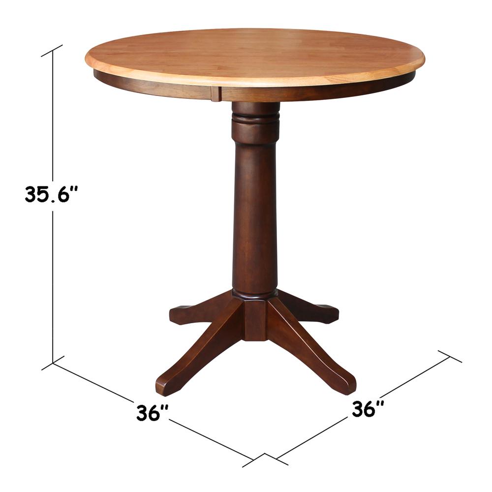 36" Round Top Pedestal Table - 34.9"H, Cinnamon/Espresso. Picture 1